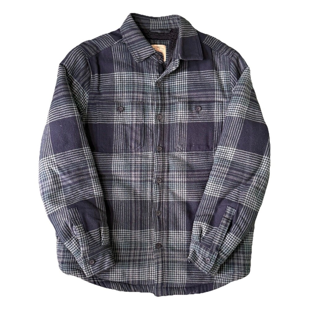 Telluride Men 100% Cotton Flannel Chore Jacket Shirt Sherpa Lined Pockets Sz Med